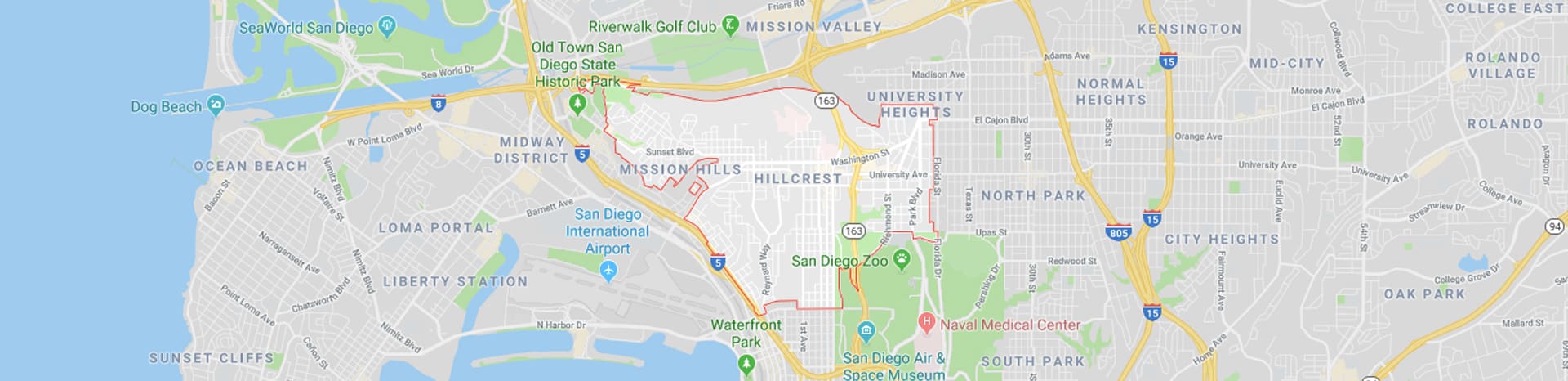 Hillcrest and Mission Hills San Diego Map