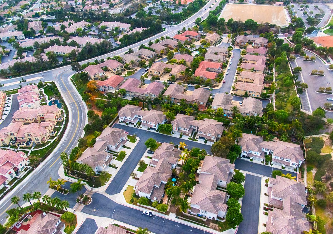 Aerial view of a San Diego residential community